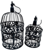 PET SHOW Pack of 2 Round Birdcages Decor Metal Wall Hanging Bird Cage for Small Birds Wedding Party Indoor Outdoor Decoration 9.8INCH and 13.8INCH Color Black White (Black)