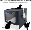 Bolux Foldable Cat Litter Box with Lid, Extra Large Litter Box with Cat Litter Scoop, Drawer Type Cat Litter Pan Easy to Scoop & Low Tracking ( Dark Grey, 20" L x 16" W x 15" H )