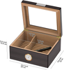Mantello Ebony Glass-Top Cigar Humidor Humidifier Box with Hygrometer - Holds (25-50 Cigars) Cedar Divider, Packets Holder - Humidity-Controlled Spanish Cedar Storage Container - 10x8 in
