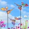 Juegoal Set of 3 Butterfly Garden Stakes Decor, 30 Inch Colorful Butterflies Stake, Glass & Metal Weather Proof Yard Art Ornaments, Indoor Outdoor Lawn Pathway Patio Plant Pot, Flower Bed