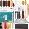 Electop Leather Working Tools Kit, Leather Crafting Tools and Supplies with Leather Stamping Tool Prong Punch Edge Beveler Cutting Mat Awl Wax Ropes Needles DIY Leather Making Stitching Sewing Kit