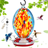 TMFsode Hummingbird Feeders for Outdoors, Leakproof Hand Blown Glass Decoration for Outdoors, 35 Fluid Ounces Nectar Capacity Easy to Clean & Filling, Including Hook, Ant Moat, Rope, Brush