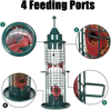 skonhed Caged Tube Bird Feeder, Metal Cage Polycarbonate Hanging Feed Tube with 4 Feeding Ports for Outdoor Small Bird Wild Shelter, 600ml Bird Food Capacity, 15.4 inch