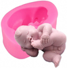 4Pcs/Set 3D Cute Newborn Sleeping Baby Silicone Molds for Fondant Chocolate Candy Soap Craft Baby Shower Birthday Party Cake Topper Decoration Supplies