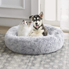 SAVFOX Original Calming Dog and Cat Bed, Orthopedic Anti Anxiety Round Comfy Donut Cuddler Cozy Soft Fluffy Faux Fur Long Plush Marshmallow Pet Bed Machine Washable for Indoor Small Medium Large Dog