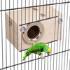 HAMILEDYI Parakeet Nesting Box,Bird House Budgie Natural Wood Bird Cage Breeding Box for Lovebird Cockatiel Parakeet Gouldian Budgie Finch Parrot Conure(7.9"X4.7"X4.7")