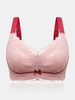 Women Wireless Contrast Lace Jacquard Bow Full Cup Lightly Lined Bra