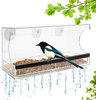 Chrider Window Bird Feeder with Drainage Holes Keep Seeds Dry and Strong Suction Cups, Small Bird Feeders for Outside for All Weather, Compact, Easy to Clean, Clear Acrylic