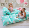 Butterfly Craze Pillow Bed Floor Lounger Cover - Perfect for Pillow Recliners & Kid Beds for Reading Playing Games or at a Sleepover or Slumber Party - Aqua Polka Dot, King
