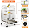 Echaprey Birdcage Bird Cages Small Bird Cage Stainless Steel with Rolling Wheels and Open Top for Parakeets Cockatiels Finches Lovebirds Parrots
