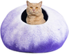 PETKIRI Large Wool Felt Cat cave Bed and House for Indoor Kittens Eco Friendly Felted from 100% Natural Merino Wool Extremely Cozy and Warm pet Tent Bed for Hideaway and Machine Washable Coffee Petals