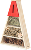 Navaris Wood Triangle Insect Hotel - 11" W x 15-3/4" H Bug House Chalet - Backyard Garden Nesting Habitat for Solitary Bees, Butterflies, Ladybugs