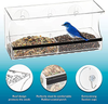 Clear Acrylic Window Bird Feeder with Strong Suction Cups and Seed Tray, Outdoor Birdfeeders for Wild Birds, Cardinal, and Bluebird. Large Outside Hanging Birdhouse Kits, Drain Holes, 3 Suction Cups