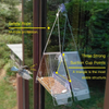 LEKLIT Window Bird Feeder, Outdoor Triangle Clear Acrylic Bird House Feeders with Strong Suction Cups and A Safety Rope to Prevent an Accidental Fall, for Small Wild Birds. (Clear)