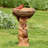 Grey990 Innovative Bird Feeder Owl Shape Resin Artwork Delicate Statue Outdoor Bath Tray for Home Garden Owl
