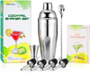 AcorssSea 24 oz Cocktail Shaker Set, Cocktail Making Gift Set, Stainless Steel Martini Shaker with Built-In Strainer, Jigger, Pourers, Bar Spoon, Bonus with 80-Drinks Recipe Book, Bar Tools