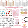 300Pcs Bangle Bracelets Making Kit, Thrilez Charm Bracelet Making Kit with Expandable Bangles, Charms, Jump Rings and Pliers for Jewelry Making Bangle Bracelets (with Gift Box and Tools)