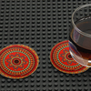 2 Pcs Car Coasters for Drinks Absorbent, Anti-Skid Ceramic Cork Car Coasters, Suitable for Most Cars, Limousines，Trucks, Buses，SUVs and Vans, Taxis， Red Flower