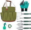 9 Piece Garden Tool Set with 5 Gallon Organizer Bucket, Gardening Hand Tools Tote Bag with 18 Pockets, Heavy Duty Garden Tools Kit for women men Include Storage Bag,Weeder,Rake,Shovel,Trowel and more