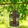 13 in. Caged Bird Feeder for Small Songbirds, Tall Rustic Metal Hanging Bird Feeder for Garden, Mesh Peanut Bird Feeder for Patio Yard - Verdigris 3.5 Cups Seed Capacity