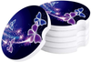 Car Drinks Coasters Set of 2 Pack Butterfly Absorbent Ceramic Stone Blue Purple Coaster with A Finger Notch for Easy Removal from Auto Cupholder