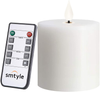 smtyle 3x3 inch Moving Flame White Flameless Candles Flickering Realistic Bright Pillar Candle Light with Remote Control Timer Battery Operated Pack of 1