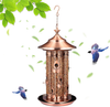 Generic Large Capacity Copper Metal Bird Feeder - Decorative Hanging Bird Feeder with Triple Feeding Tubes. Cardinal Bird Feeder for Large and Small Birds.