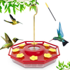 Geegoods Hummingbird Feeders for Outdoors, with 8 Feeder Posts and Cleaning Brush, Leak Proof Hummingbird Feeder for Windows Outside, Easy to Clean and Fill, Including Hanger