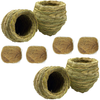 Lucky Interests 4Pcs Birdcage Straw, 100% Natural Fiber Simulation Birdhouse, Resting Breeding Place for Birds, Handmade Birds Straw Nest, Hideaway from Predators, Provides Shelter from Cold Weather