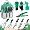 Garden Tools Set Water BOGER - 9 Piece Gardening Tool Kit with Heavy Duty Aluminum Hand Tool and Digging Claw Gardening Gloves, Storage Tote Bag，Gifts for Men Women