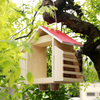 WELLAND Wooden Wild Bird Feeder - Outside Hanging Birds House with 2 Plastic Cups, Large Wild Bird Feeder for Jays, Cardinals, Woodpeckers, Garden Gift