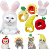 5 Pieces Cat Hat Cute Pet Hat Bunny Hat with Rabbit Ears Banana Sunflower Fruit Apple Pineapple Cap Party Costume Accessories Headwear for Cat Kitten Puppy Pet, Animal-Safe Materials and Adjustable