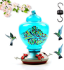 Hummingbird Feeders for Outdoors Hand Blown Glass Hummingbird Feeder Gazebo Wild Bird Feeder Perfect for Garden Decoration and Bird Watching Containing Ant Moat Upgraded Never Leak Bird Feeder