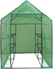 Mini Walk-in Greenhouse Indoor Outdoor -2 Tier 8 Shelves- Portable Plant Gardening Greenhouse (57L x 57W x 77H Inches), Grow Plant Herbs Flowers Hot House