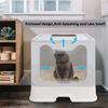 Foldable Cat Litter Box with Lid, Enclosed Cat Potty, Top Entry Anti-Splashing Cat Toilet, Easy to Clean Including Cat Litter Scoop and 2-1 Cleaning Brush (Grey), Large