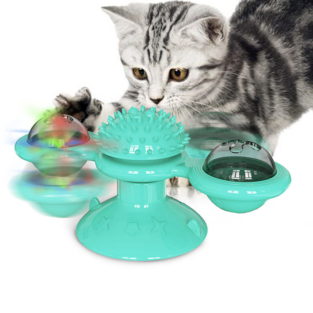 Windmill Cat Toy Turntable Teasing Pet Toy Scratching Tickle Cats Hair Brush Funny Cat Exercise Toys