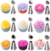 SPUOUO Piping Bags and Tips Cake Decorating Tools Supplies Kit，With Various Icing Tips，Reusable Silicone Pastry Bags，Piping Nozzles Coupler，Frosting Bags Tie,Beginners