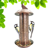 LANSCOERY Metal Wild Bird Feeder Hanging with High Seed Capacity for Garden Yard Decorations, Weatherproof Birdfeeder Perches, Dome Shaped Roof (Orange)