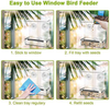 SUQ I OME Window Bird Feeder with Strong Suction Cups and Seed Tray with Drain Holes, Small, Compact, Clear Acrylic, Easy Clean, Outside Feeders for Wild Birds Transparent View…