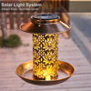 Solar Bird Feeder, Heavy-Duty Metal with Vintage Coating, Hanging Wild Birdfeeder with Light, for Outside Garden Yard, Gifts for Bird-Lovers