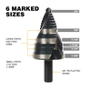 Jerax tools 1/4 to 1-3/8 Inch Step Drill Bit Spiral Grooved Double Fluted, M2 High Speed Steel Drill bits for Hole Drilling in Stainless Steel, Copper, Aluminum, Wood, Plastic