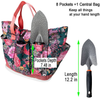 WOCHOLL Garden Tool Bag Heavy Duty Canvas Garden Bag Home Organizer for Indoor and Outdoor Gardening, Garden Tool Kit Holder with 8 Pockets and Reinforced Handle (Tools NOT Included) (Pink Flower)