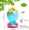 Hand Blown Glass Hummingbird Feeders for Outdoors, Leakproof 37.2 Ounces, Easy to Clean&Filling, Hanging Garden Yard Decoration Include Ant Moat, S Hook, Vines Rope and Brush(Dawn)