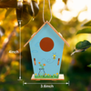70 Pieces Wooden DIY Doodle Bird House Set Include 15 Pieces Unfinished Wood Mini Bird House to Paint and 36 Pieces Watercolor Paint Pen and 19 Pieces 3D Butterfly Wall Sticker Decals for Kids Adults