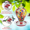 Hummingbird Feeders for Outdoors Hanging, Seniny Hand Blown Glass Hummingbird Feeder with 28 Ounces Capacity, Humming Bird Feeders for Outside, Garden Decoration Contain Ant Moat, Perch, Hook