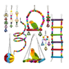 10 Pack Bird Cage Toys for Parrots Reliable & Chewable - Swing Hanging Chewing Bite Bridge Wooden Beads Ball Bell Toys