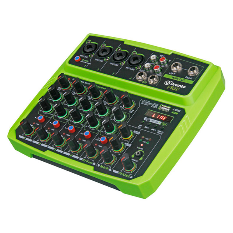 Drembo 4/6 Protable Digital Audio Mixer Console with Sound Card Bluetooth USB 48V Phantom Power for DJ PC Recording