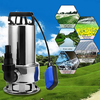 1.5HP Sump Pump Stainless Steel Submersible Pump 1100W 4356GPH Water Pump with 3 Outlets & Float Switch for Residential/Commercial Irrigating, Draining