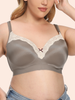 Women Lace Trim Solid Color Underwire Gather Full Cup Bra