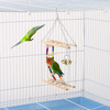 Mogoko Wooden Bird Ladders, Cage Hanging Bridge Swing with Bells for Small Parakeets Cockatiels, Lovebirds, Conures, Macaws, Lovebirds, Finches
